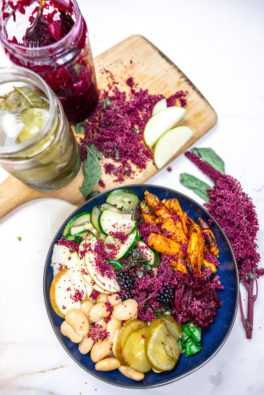 Autumn Seasonal Salad, fresh from our backyard garden to fill our gut microbiome full of garden's microbes!